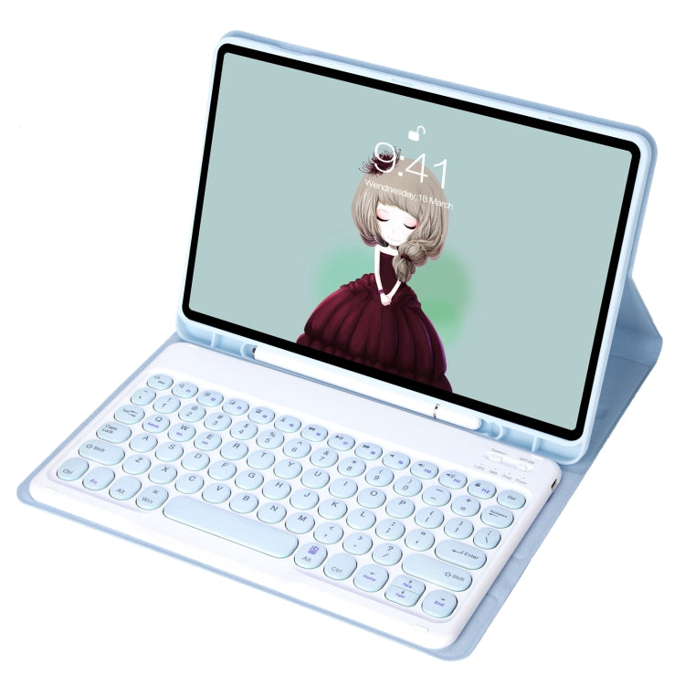 YT11B Detachable Candy Color Skin Feel Texture Round Keycap Bluetooth Keyboard Leather Case For iPad Air 4 2020 / Air 5 2022 / Pro 11 inch 2022 / 2021 / 2020 / 2018(White Ice), iPad 10.2 2020 & 2019 / Air 2019 / Pro 10.5 inch...