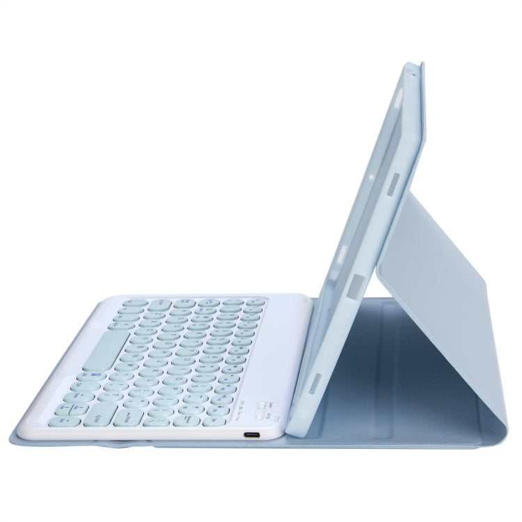 YT11B Detachable Candy Color Skin Feel Texture Round Keycap Bluetooth Keyboard Leather Case For iPad Air 4 2020 / Air 5 2022 / Pro 11 inch 2022 / 2021 / 2020 / 2018(White Ice), iPad 10.2 2020 & 2019 / Air 2019 / Pro 10.5 inch...