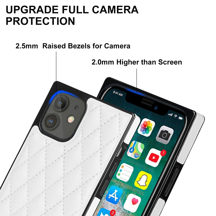 Elegant Rhombic Pattern Microfiber Leather +TPU Shockproof Case with Crossbody Strap Chain, For iPhone 12 mini, For iPhone 12 / 12 Pro, For iPhone 12 Pro Max