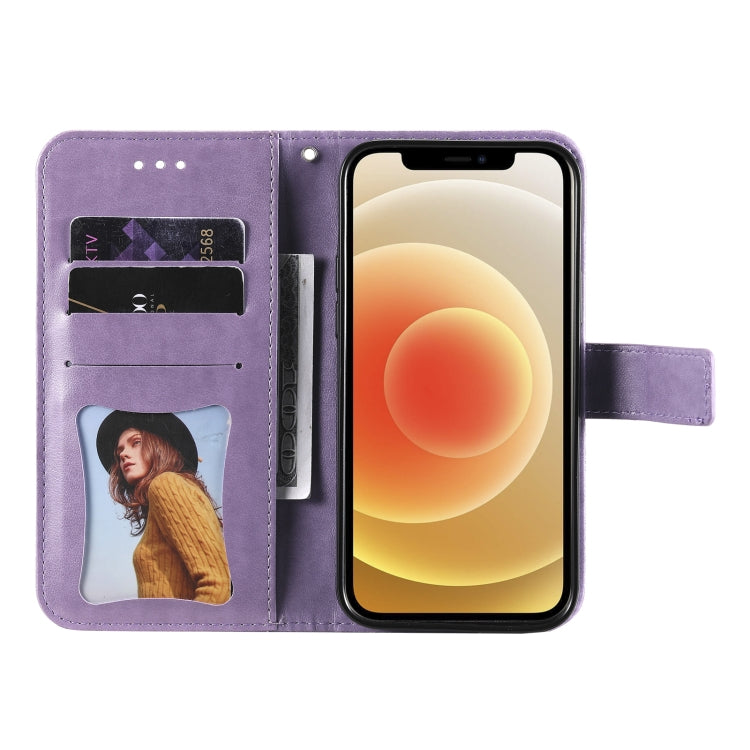 7-petal Flowers Embossing Pattern Horizontal Flip PU Leather Case with Holder & Card Slots & Wallet & Photo Frame, For iPhone 12 / 12 Pro, For iPhone 12 Pro Max