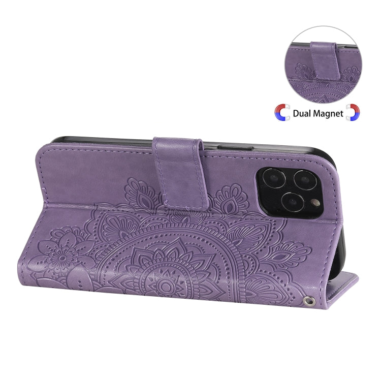7-petal Flowers Embossing Pattern Horizontal Flip PU Leather Case with Holder & Card Slots & Wallet & Photo Frame, For iPhone 12 / 12 Pro, For iPhone 12 Pro Max