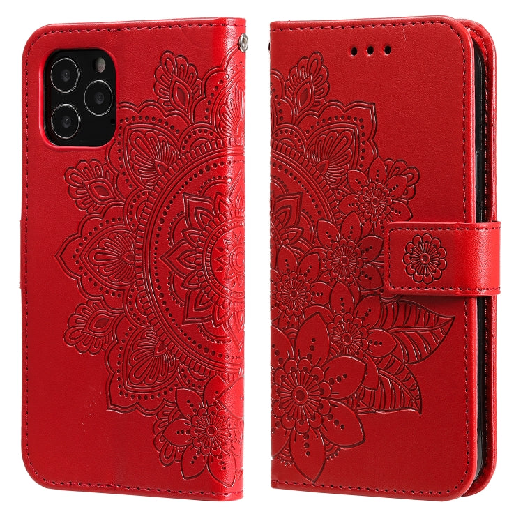 7-petal Flowers Embossing Pattern Horizontal Flip PU Leather Case with Holder & Card Slots & Wallet & Photo Frame, For iPhone 12 / 12 Pro, For iPhone 12 Pro Max