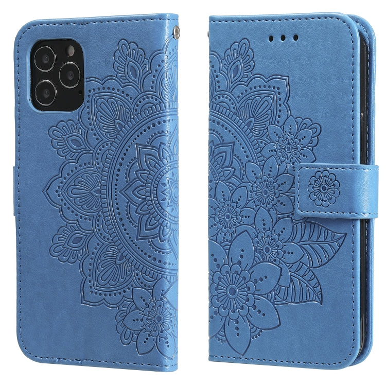 7-petal Flowers Embossing Pattern Horizontal Flip PU Leather Case with Holder & Card Slots & Wallet & Photo Frame, For iPhone 12 / 12 Pro, For iPhone 12 Pro Max