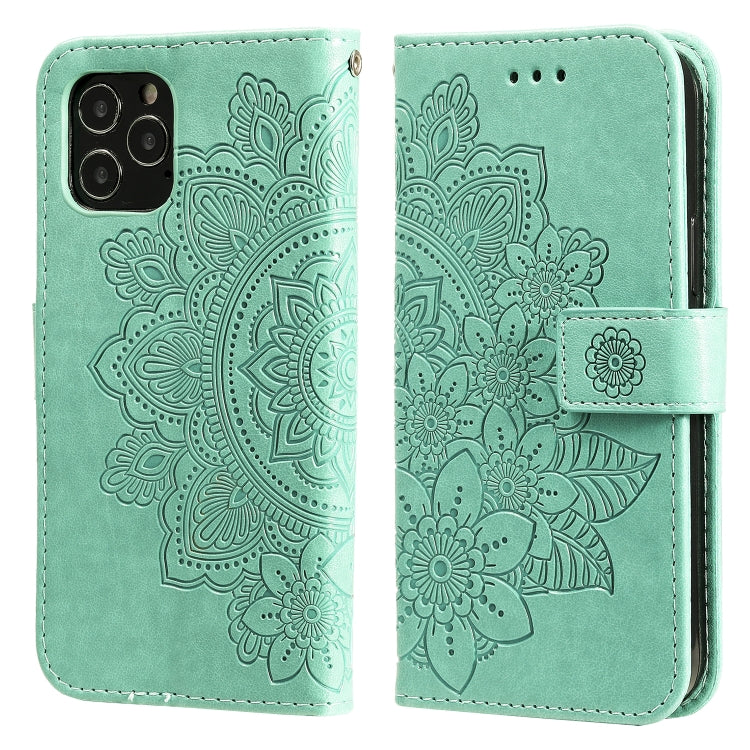 7-petal Flowers Embossing Pattern Horizontal Flip PU Leather Case with Holder & Card Slots & Wallet & Photo Frame, For iPhone 12 / 12 Pro, For iPhone 12 Pro Max