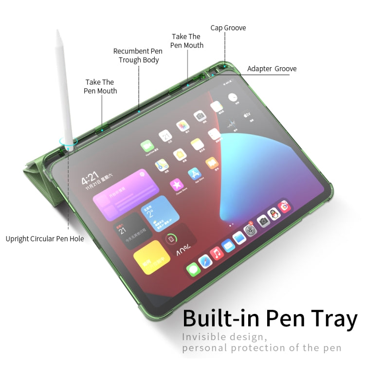Multi-folding Horizontal Flip PU Leather + TPU Aitbag Shockproof Half Paste Case with Holder & Pen Slot & Sleep / Wake-up Function, For iPad Pro 11 2022 / 2020/2021