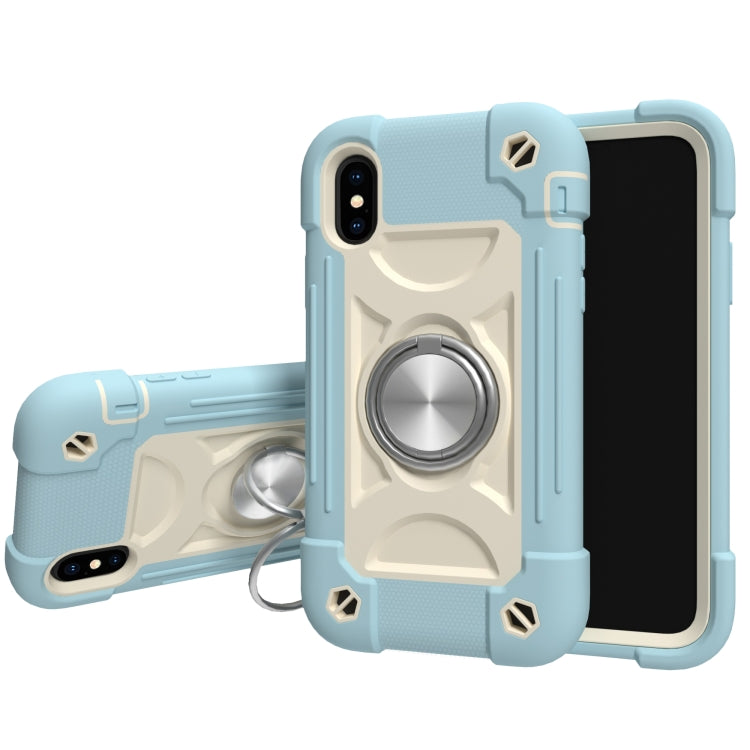 Shockproof Silicone + PC Protective Case with Dual-Ring Holder, For iPhone XS Max, For iPhone 11