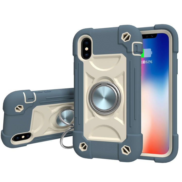 Shockproof Silicone + PC Protective Case with Dual-Ring Holder, For iPhone XS Max, For iPhone 11