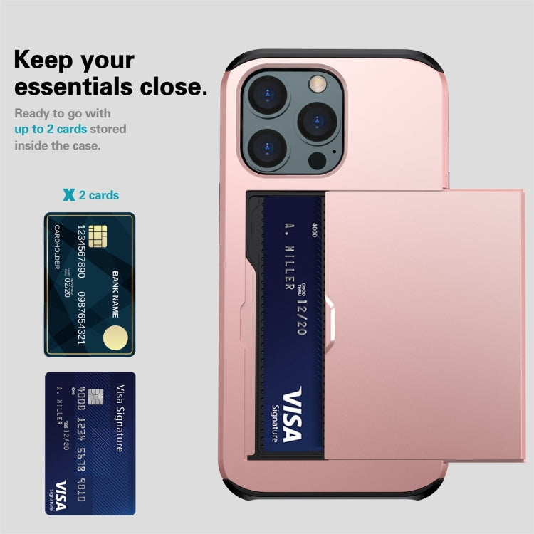 Shockproof Armor Protective Case with Slide Card Slot, For iPhone 13 Pro, For iPhone 13 Pro Max