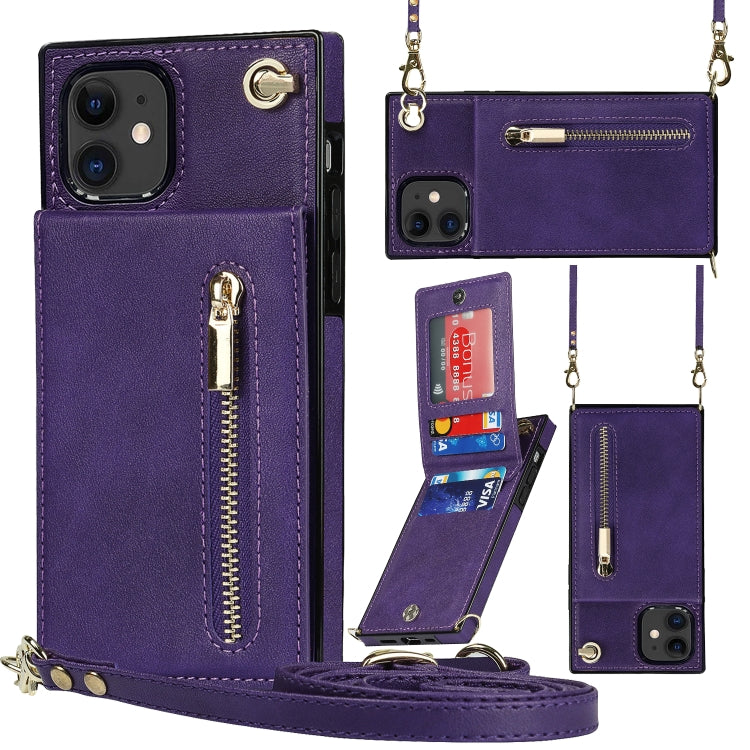 Cross-body Zipper Square TPU+PU Back Cover Case with Holder & Card Slots & Wallet & Strap, For iPhone 8 Plus / 7 Plus, For iPhone 11, For iPhone 11 Pro, For iPhone 11 Pro Max