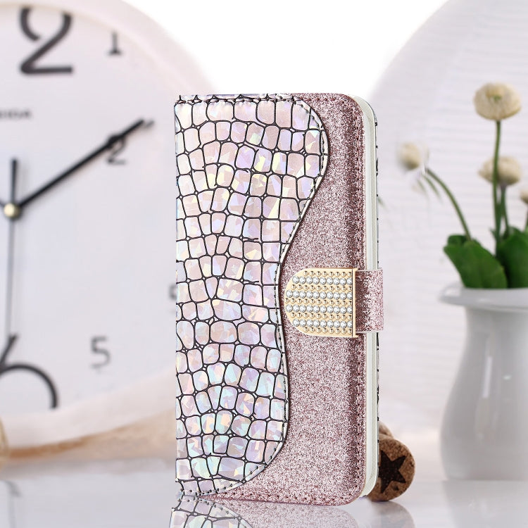 Laser Glitter Powder Matching Crocodile Texture Horizontal Flip Leather Case with Card Slots & Holder & Wallet, For iPhone 13 Pro Max, For iPhone 13 Pro, For iPhone 13, For iPhone 13 mini