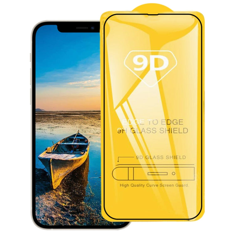 For iPhone 16e / 13 / 13 Pro 9D Full Glue Full Screen Tempered Glass Film