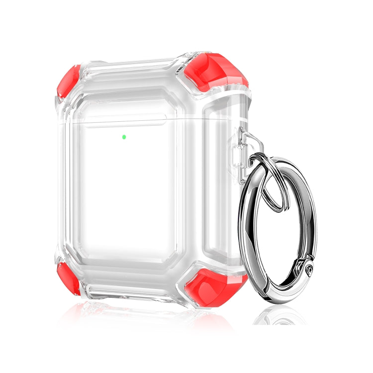 Four Corners Anti-fall Wireless Earphone Dual-color PC Protective Case with Hook, For AirPods 1/2, For AirPods Pro