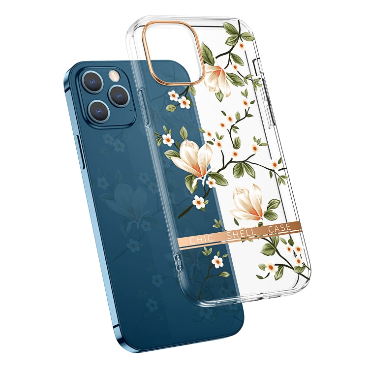 High Translucent Electroplating Flower Pattern TPU + PC Shockproof Case, For iPhone 12 Pro Max, For iPhone 11, For iPhone 11 Pro