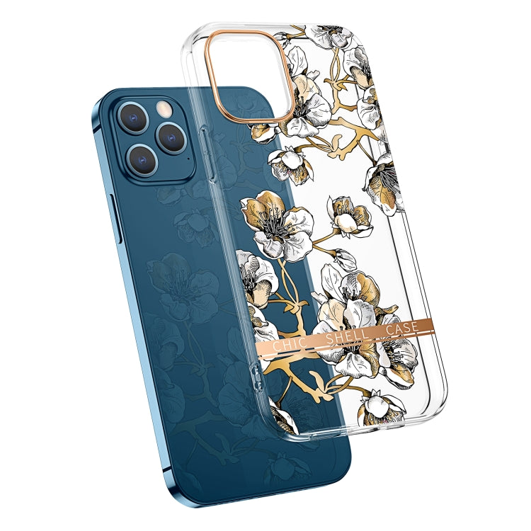 High Translucent Electroplating Flower Pattern TPU + PC Shockproof Case, For iPhone 12 Pro Max, For iPhone 11, For iPhone 11 Pro