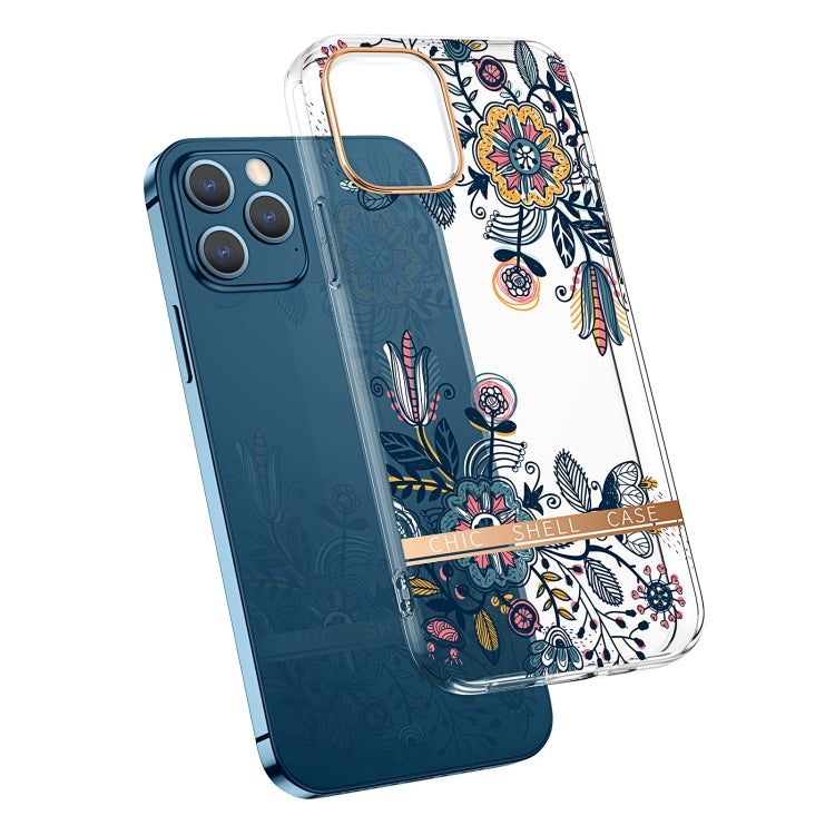 High Translucent Electroplating Flower Pattern TPU + PC Shockproof Case, For iPhone 12 Pro Max, For iPhone 11, For iPhone 11 Pro