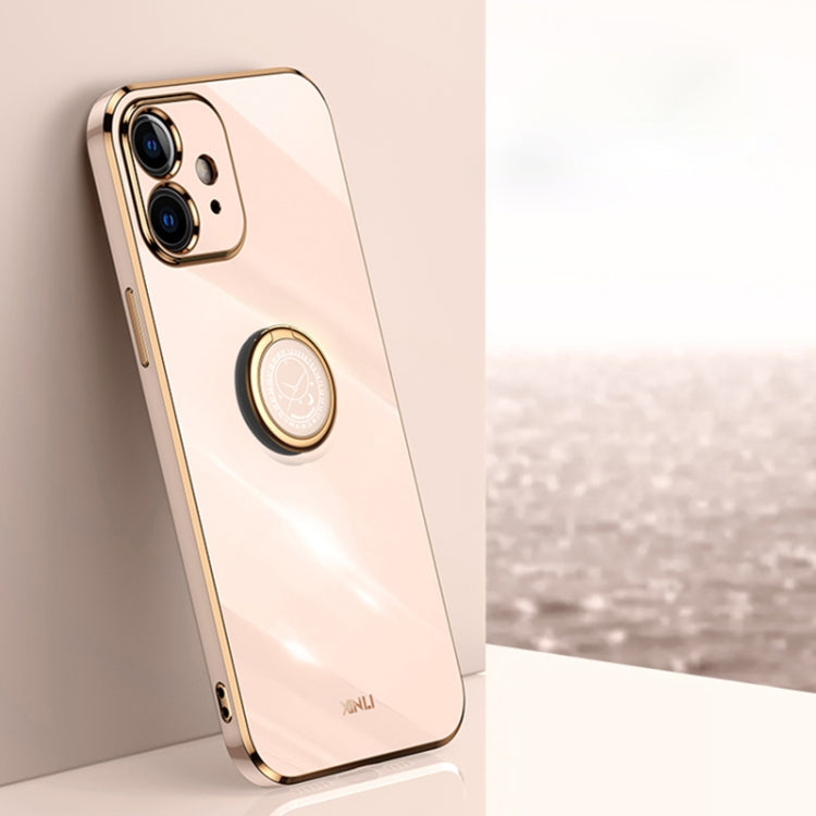 XINLI Straight Edge 6D Electroplate TPU Phone Case with Ring Holder, For iPhone SE 2022 / SE 2020 / 8 / 7, For iPhone 11, For iPhone 11 Pro