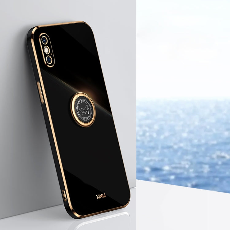 XINLI Straight Edge 6D Electroplate TPU Phone Case with Ring Holder, For iPhone 12 Pro, For iPhone 12 Pro Max, For iPhone X