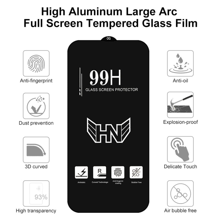 For iPhone 16e / 13 / 13 Pro High Aluminum Large Arc Full Screen Tempered Glass Film