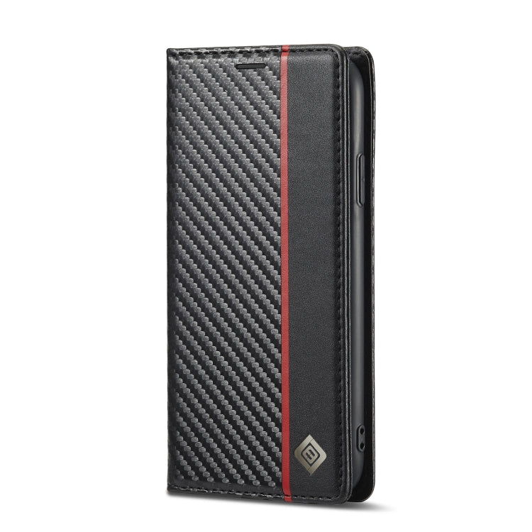 LC.IMEEKE Carbon Fiber PU + TPU Horizontal Flip Leather Case with Holder & Card Slot & Wallet, For iPhone 11, For iPhone 11 Pro, For iPhone 11 Pro Max, For iPhone 12 mini, For iPhone 12 / 12 Pro, For iPhone 12 Pro Max, For iPhone X / XS, For iPhone XR...