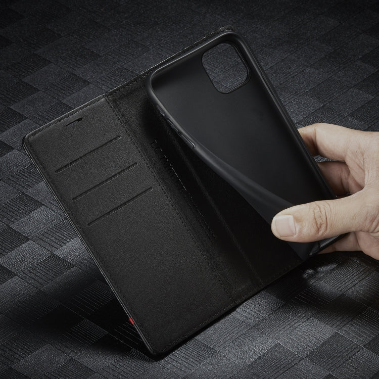 LC.IMEEKE Carbon Fiber PU + TPU Horizontal Flip Leather Case with Holder & Card Slot & Wallet, For iPhone 11, For iPhone 11 Pro, For iPhone 11 Pro Max, For iPhone 12 mini, For iPhone 12 / 12 Pro, For iPhone 12 Pro Max, For iPhone X / XS, For iPhone XR...
