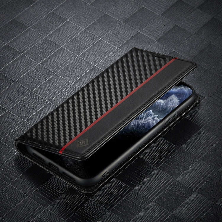 LC.IMEEKE Carbon Fiber PU + TPU Horizontal Flip Leather Case with Holder & Card Slot & Wallet, For iPhone 11, For iPhone 11 Pro, For iPhone 11 Pro Max, For iPhone 12 mini, For iPhone 12 / 12 Pro, For iPhone 12 Pro Max, For iPhone X / XS, For iPhone XR...
