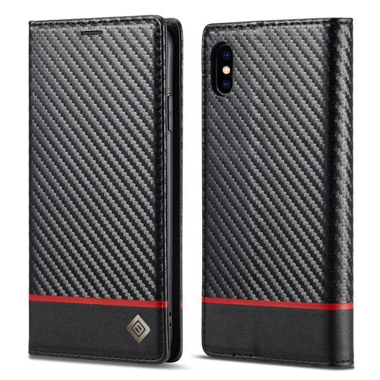 LC.IMEEKE Carbon Fiber PU + TPU Horizontal Flip Leather Case with Holder & Card Slot & Wallet, For iPhone 11, For iPhone 11 Pro, For iPhone 11 Pro Max, For iPhone 12 mini, For iPhone 12 / 12 Pro, For iPhone 12 Pro Max, For iPhone X / XS, For iPhone XR...