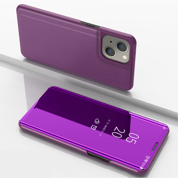 Plated Mirror Horizontal Flip Leather Case with Holder