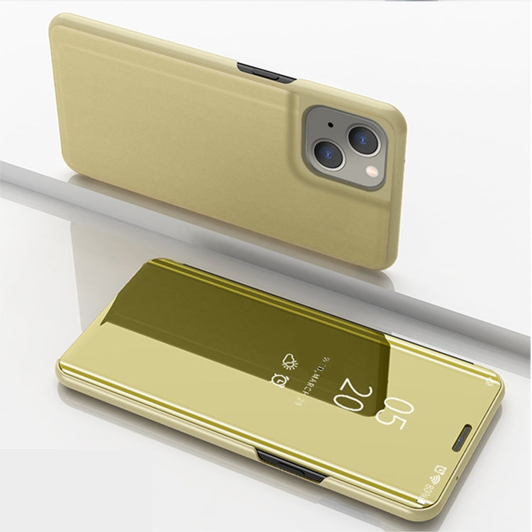 Plated Mirror Horizontal Flip Leather Case with Holder