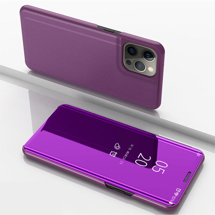 Plated Mirror Horizontal Flip Leather Case with Holder