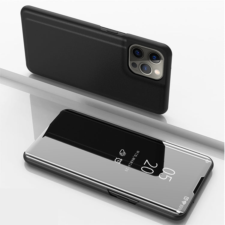 Plated Mirror Horizontal Flip Leather Case with Holder