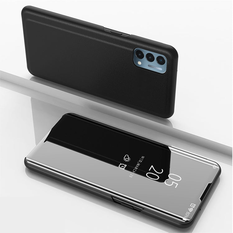 Plated Mirror Horizontal Flip Leather Case with Holder