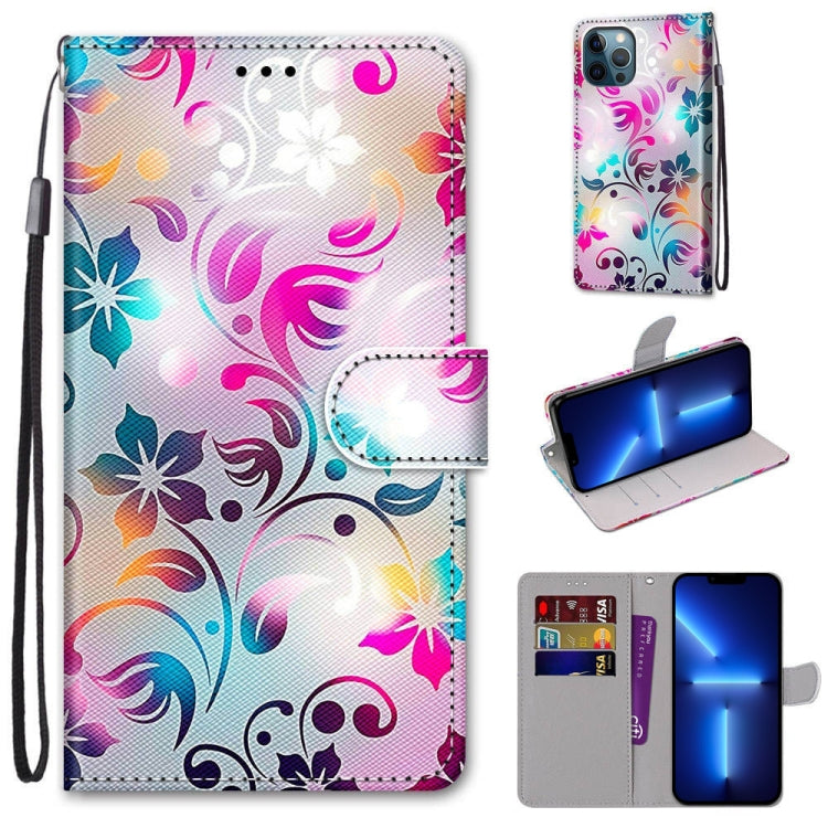 Coloured Drawing Cross Texture Horizontal Flip PU Leather Case with Holder & Card Slots & Wallet & Lanyard, For iPhone 13 Pro