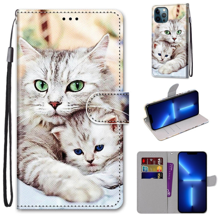 Coloured Drawing Cross Texture Horizontal Flip PU Leather Case with Holder & Card Slots & Wallet & Lanyard, For iPhone 13 Pro Max