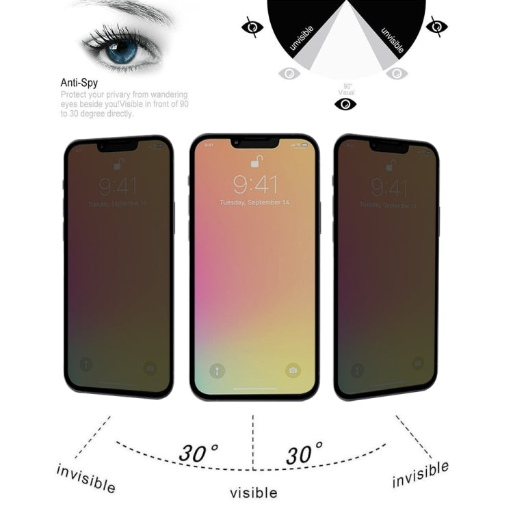 For iPhone 16e / 13 / 13 Pro Anti-peeping Plasma Oil Coated High Aluminum Wear-resistant Tempered Glass Film