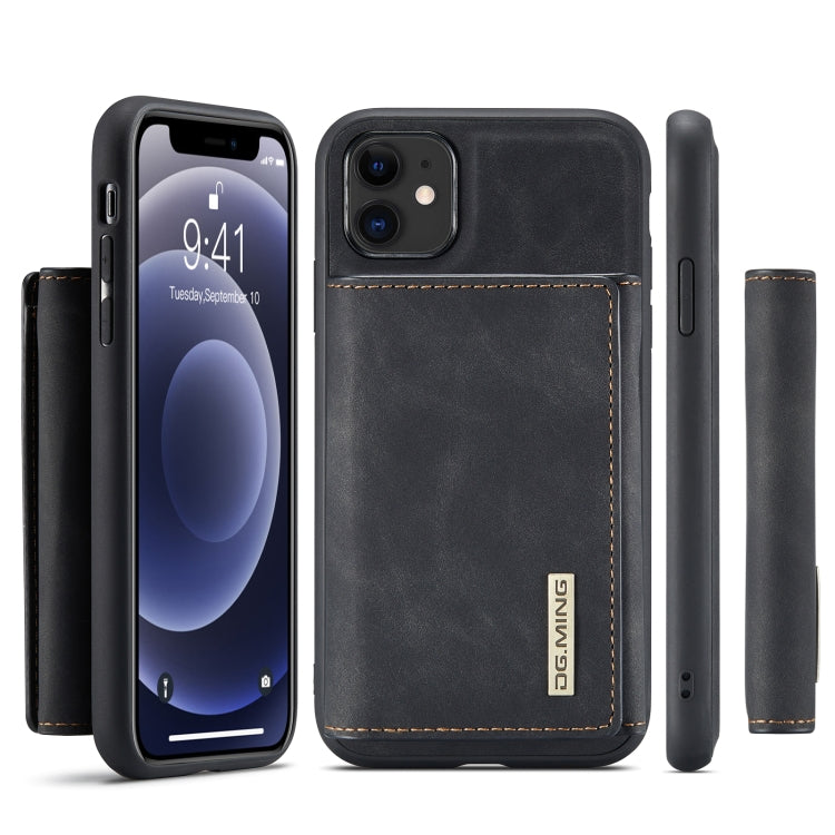DG.MING M1 Series 3-Fold Multi Card Wallet + Magnetic Back Cover Shockproof Case with Holder Function