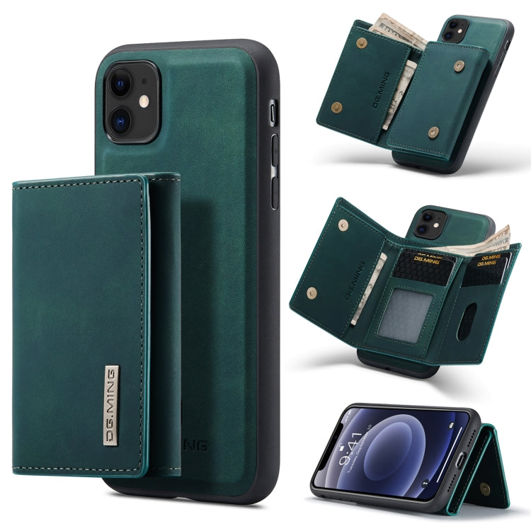 DG.MING M1 Series 3-Fold Multi Card Wallet + Magnetic Back Cover Shockproof Case with Holder Function