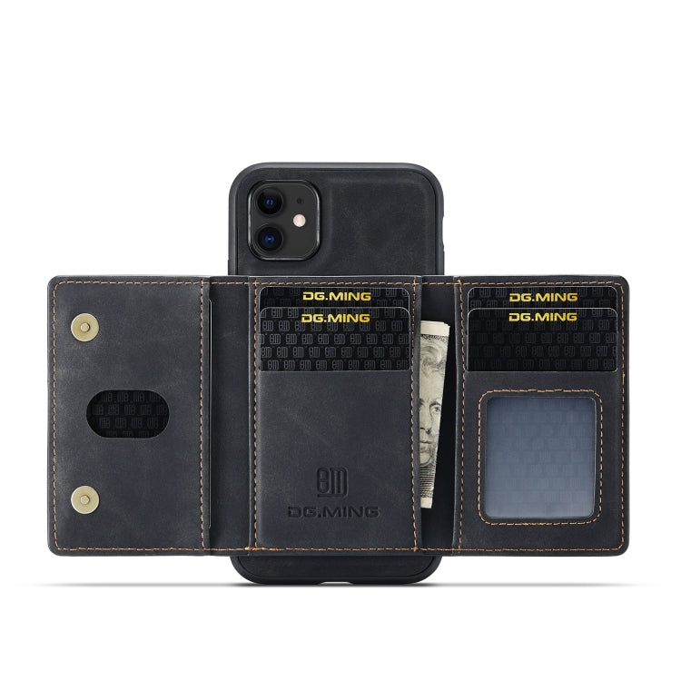 DG.MING M2 Series 3-Fold Multi Card Bag + Magnetic Back Cover Shockproof Case with Wallet & Holder Function