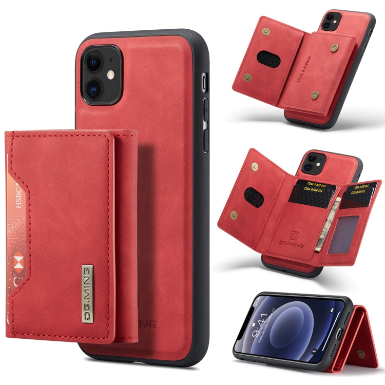 DG.MING M2 Series 3-Fold Multi Card Bag + Magnetic Back Cover Shockproof Case with Wallet & Holder Function