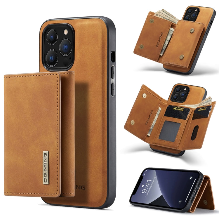 DG.MING M1 Series 3-Fold Multi Card Wallet + Magnetic Shockproof Case with Holder Function