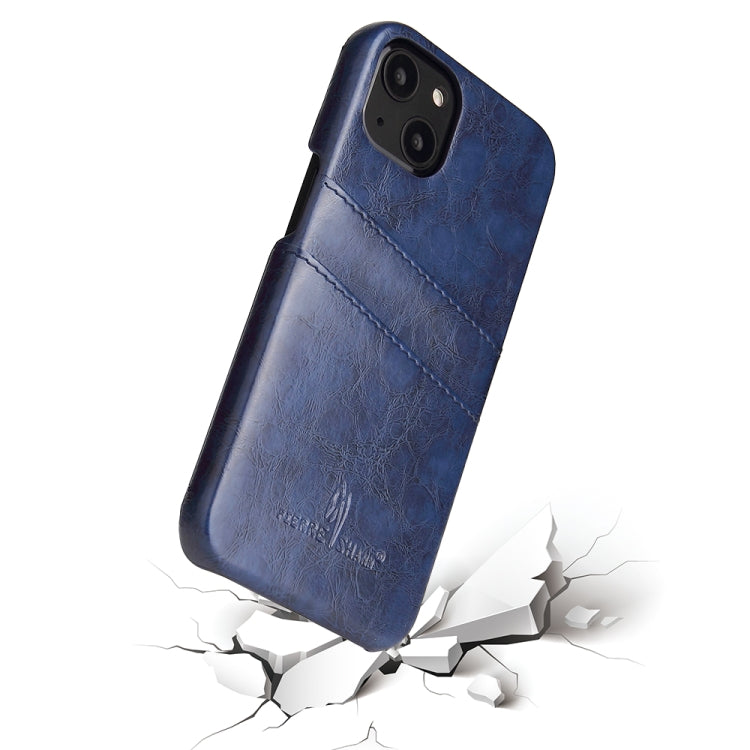 Fierre Shann Retro Oil Wax Texture PU Leather Case with Card Slots, For iPhone 13, For iPhone 13 Mini, For iPhone 13 Pro, For iPhone 13 Pro Max