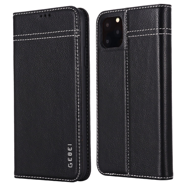 GEBEI Top-grain Leather Horizontal Flip Protective Case with Holder & Card Slots, For iPhone 11, For iPhone 11 Pro, For iPhone 11 Pro Max, For iPhone XS / X