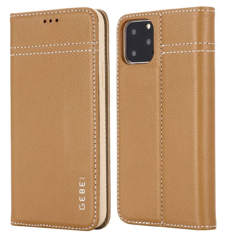 GEBEI Top-grain Leather Horizontal Flip Protective Case with Holder & Card Slots, For iPhone 11, For iPhone 11 Pro, For iPhone 11 Pro Max, For iPhone XS / X