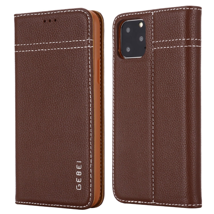 GEBEI Top-grain Leather Horizontal Flip Protective Case with Holder & Card Slots, For iPhone 11, For iPhone 11 Pro, For iPhone 11 Pro Max, For iPhone XS / X