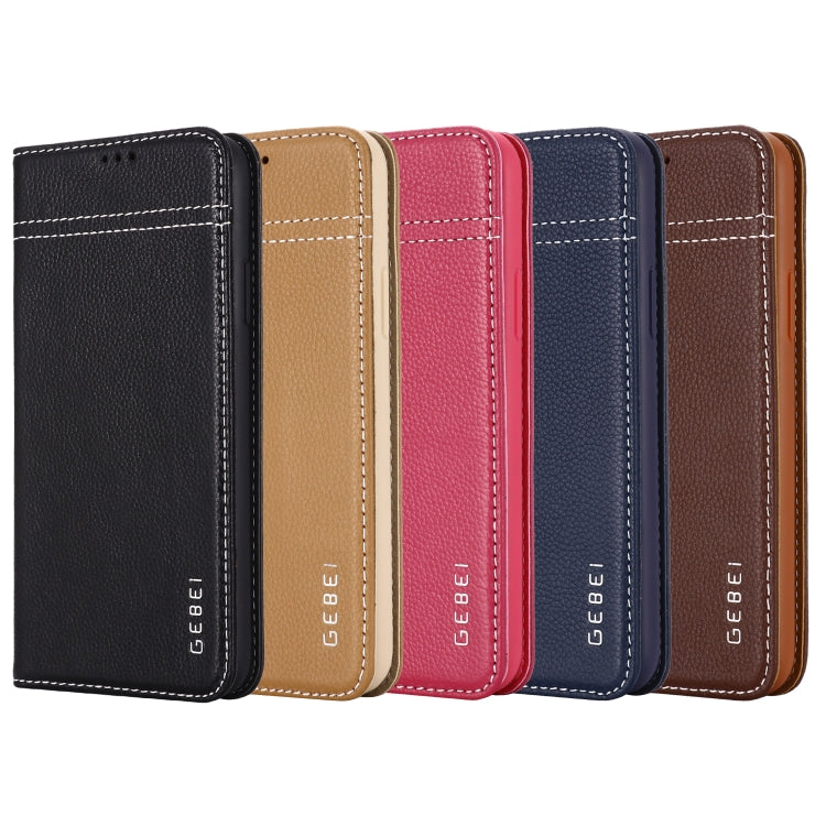 GEBEI Top-grain Leather Horizontal Flip Protective Case with Holder & Card Slots, For iPhone 11, For iPhone 11 Pro, For iPhone 11 Pro Max, For iPhone XS / X