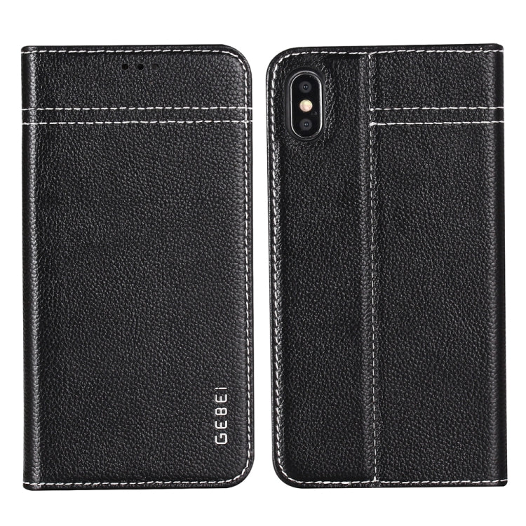 GEBEI Top-grain Leather Horizontal Flip Protective Case with Holder & Card Slots, For iPhone 11, For iPhone 11 Pro, For iPhone 11 Pro Max, For iPhone XS / X