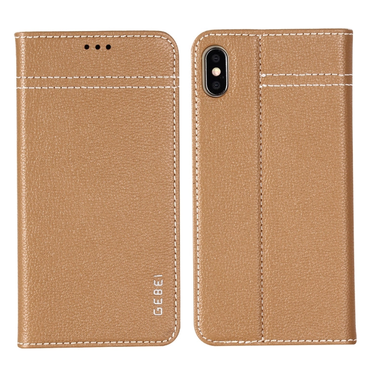 GEBEI Top-grain Leather Horizontal Flip Protective Case with Holder & Card Slots, For iPhone 11, For iPhone 11 Pro, For iPhone 11 Pro Max, For iPhone XS / X