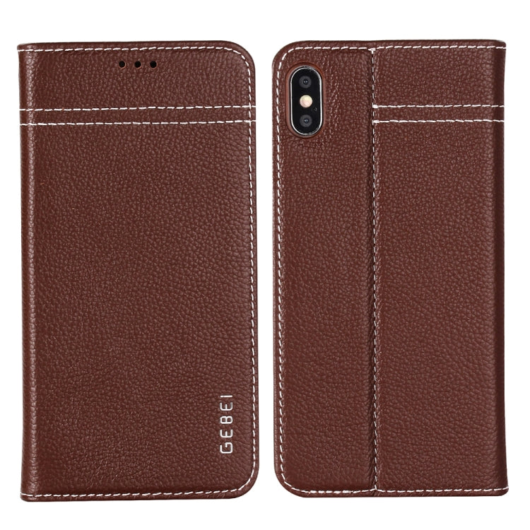 GEBEI Top-grain Leather Horizontal Flip Protective Case with Holder & Card Slots, For iPhone 11, For iPhone 11 Pro, For iPhone 11 Pro Max, For iPhone XS / X