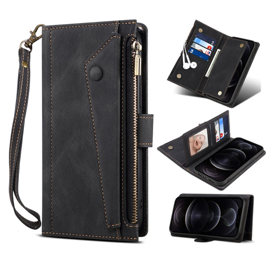Retro Frosted Horizontal Flip Leather Case with Holder & Card Slot & Wallet & Zipper Pocket & Lanyard, For iPhone XS Max, For iPhone SE 2022 / SE 2020 & 8 & 7, For iPhone 6 & 6s, For iPhone 8 Plus & 7 Plus, For iPhone 6 Plus & 6s Plus, For iPhone 11