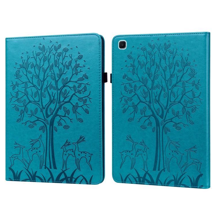 Tree & Deer Pattern Pressed Printing Horizontal Flip PU Leather Case with Holder & Card Slots & Sleep / Wake-up Function, For Samsung Galaxy Tab A7 10.4 2020, For Samsung Galaxy Tab S6 Lite