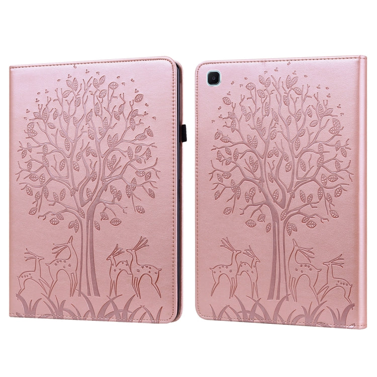 Tree & Deer Pattern Pressed Printing Horizontal Flip PU Leather Case with Holder & Card Slots & Sleep / Wake-up Function, For Samsung Galaxy Tab A7 10.4 2020, For Samsung Galaxy Tab S6 Lite